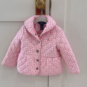 Ralph Lauren 2T toddler pink gingham quilted barn jacket